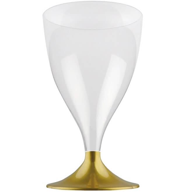 VERRE EAU/VIN + PIED 200ML X10 - Or - GOLD PLAST